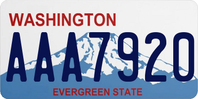 WA license plate AAA7920