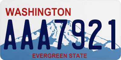 WA license plate AAA7921