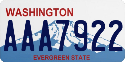 WA license plate AAA7922