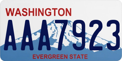 WA license plate AAA7923