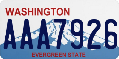 WA license plate AAA7926