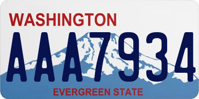 WA license plate AAA7934