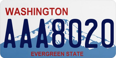 WA license plate AAA8020