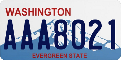 WA license plate AAA8021