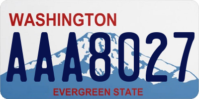 WA license plate AAA8027