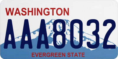 WA license plate AAA8032