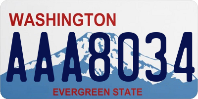 WA license plate AAA8034