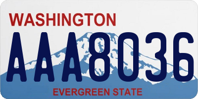 WA license plate AAA8036