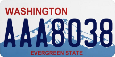 WA license plate AAA8038