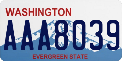 WA license plate AAA8039