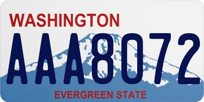 WA license plate AAA8072