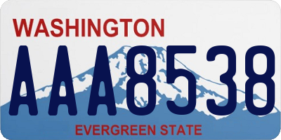 WA license plate AAA8538