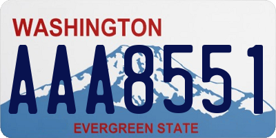 WA license plate AAA8551