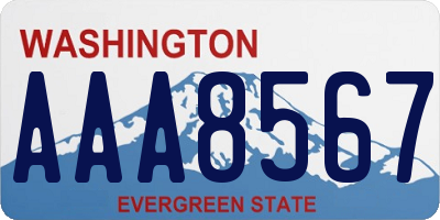 WA license plate AAA8567