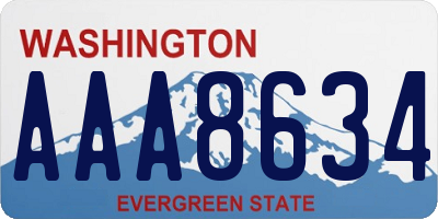 WA license plate AAA8634