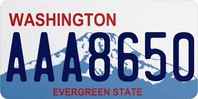 WA license plate AAA8650