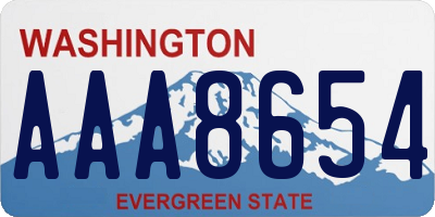 WA license plate AAA8654