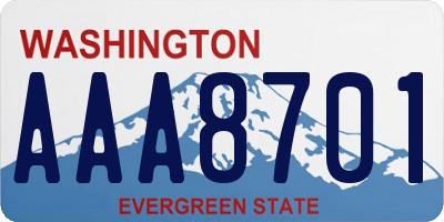 WA license plate AAA8701