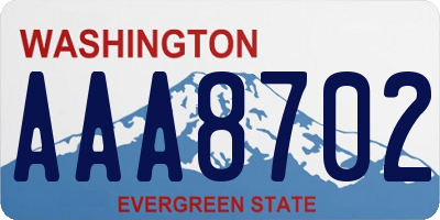 WA license plate AAA8702