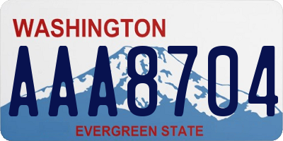 WA license plate AAA8704