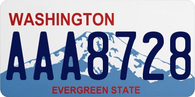 WA license plate AAA8728