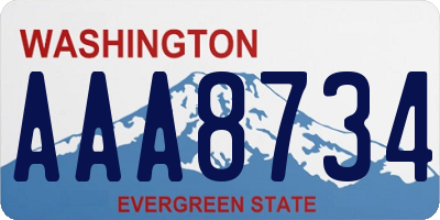 WA license plate AAA8734