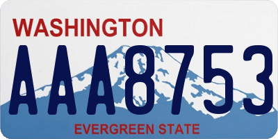 WA license plate AAA8753