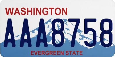 WA license plate AAA8758
