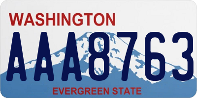 WA license plate AAA8763