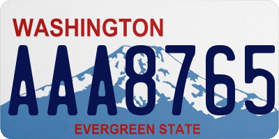 WA license plate AAA8765
