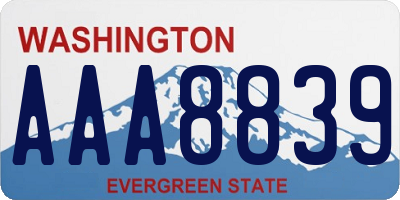 WA license plate AAA8839