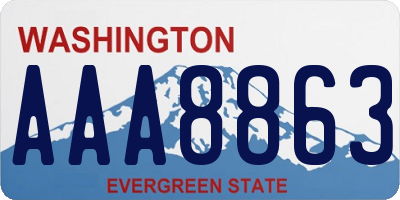 WA license plate AAA8863