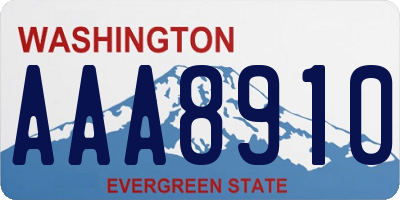 WA license plate AAA8910