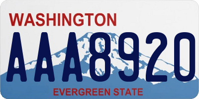 WA license plate AAA8920