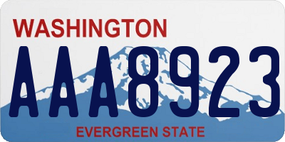 WA license plate AAA8923