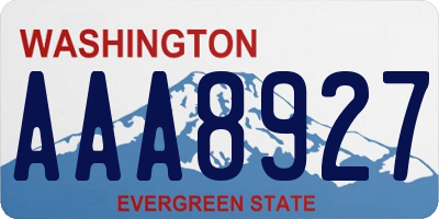 WA license plate AAA8927