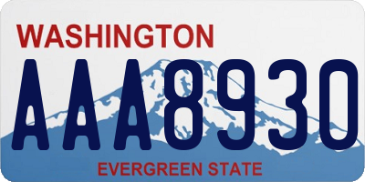 WA license plate AAA8930