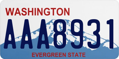 WA license plate AAA8931
