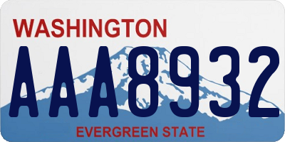 WA license plate AAA8932