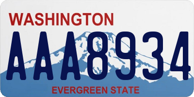 WA license plate AAA8934