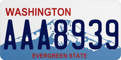 WA license plate AAA8939