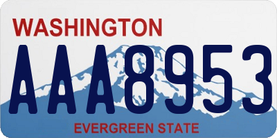 WA license plate AAA8953