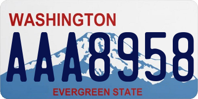 WA license plate AAA8958