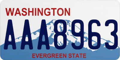 WA license plate AAA8963