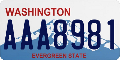 WA license plate AAA8981