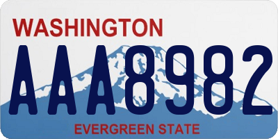 WA license plate AAA8982