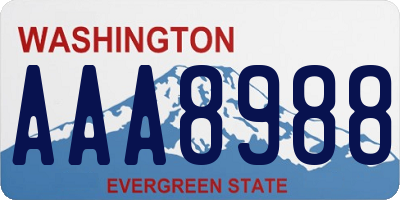 WA license plate AAA8988