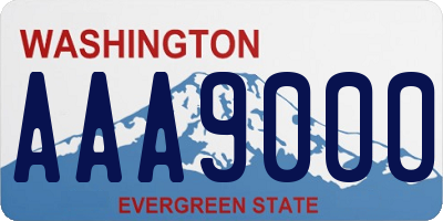 WA license plate AAA9000