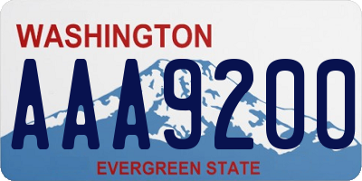 WA license plate AAA9200
