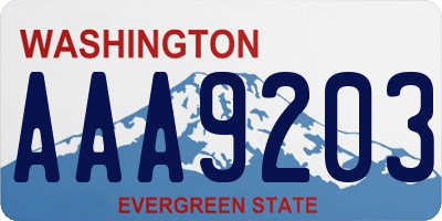WA license plate AAA9203